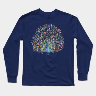 Peacock Watercolor spreading Tail Long Sleeve T-Shirt